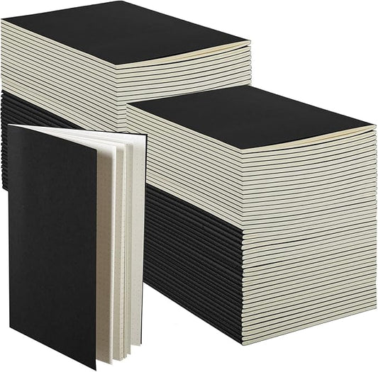 Mimorou 100 Pcs Kraft Notebook Journals 5.5 Inch x 8.3 Inch A5 Softcover Notebooks Bulk for Writing Sketch Office Notepad with 60 Pages 30 Sheets (Black,Dot)-DeskLoop Office