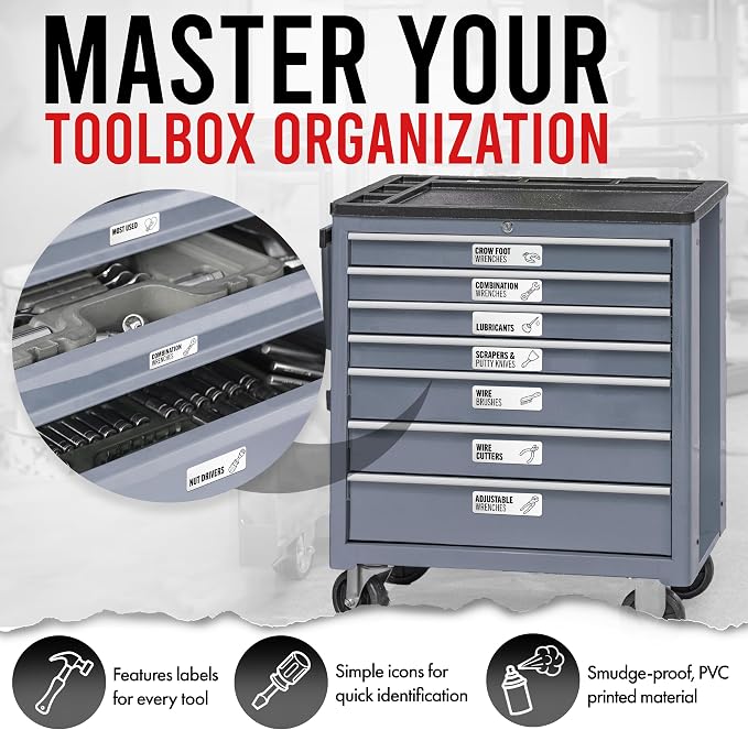 Magnetic Tool Labels for Toolbox – 80 Piece Heavy Duty Drawer & Tool Chest - Image 7