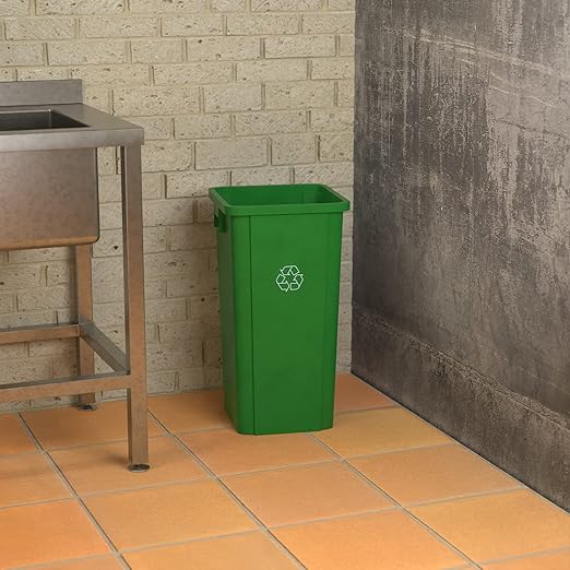 23 Gallon Green Square Commercial Trash Can-DeskLoop Office