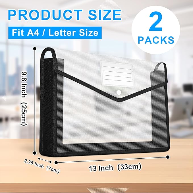 HOUYEE 2 Pack Plastic Expanding File Folder, Envelope File Folder Organizer - Image 2