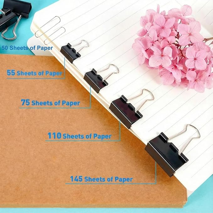 276Pcs Paper Clips and Binder Clips Assorted Sizes，Black Binder Paper Clips - Image 8