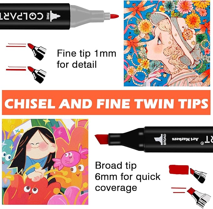 120 Colors Alcohol Markers Set Dual Tip Art Markers for Kids Marker Pens with Pen Holder and Case for Adult Painting Supplies Perfect for Painting, Coloring Book, Sketching and Drawing-DeskLoop Office