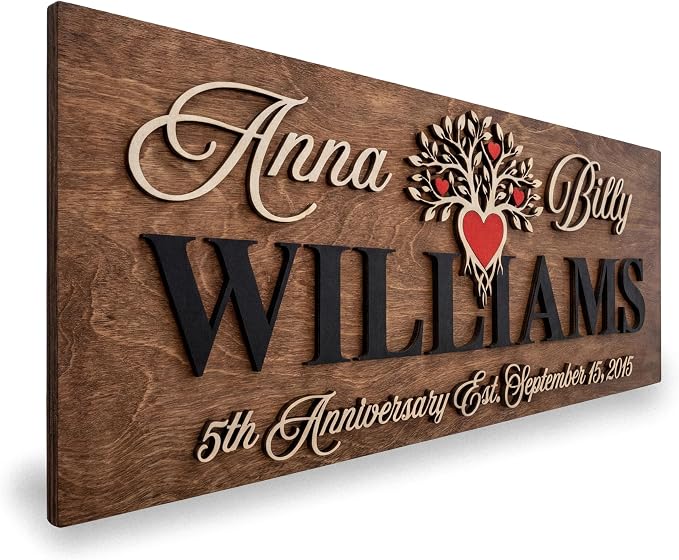 Custom Family Name Sign | Personalized Wooden Wedding Gift | Rustic Last Name by WoodHarmonyUS
