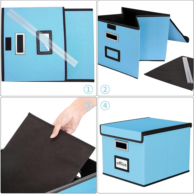 File Organizer Box with Lid, Collapsible File Folder Organizer - Image 7