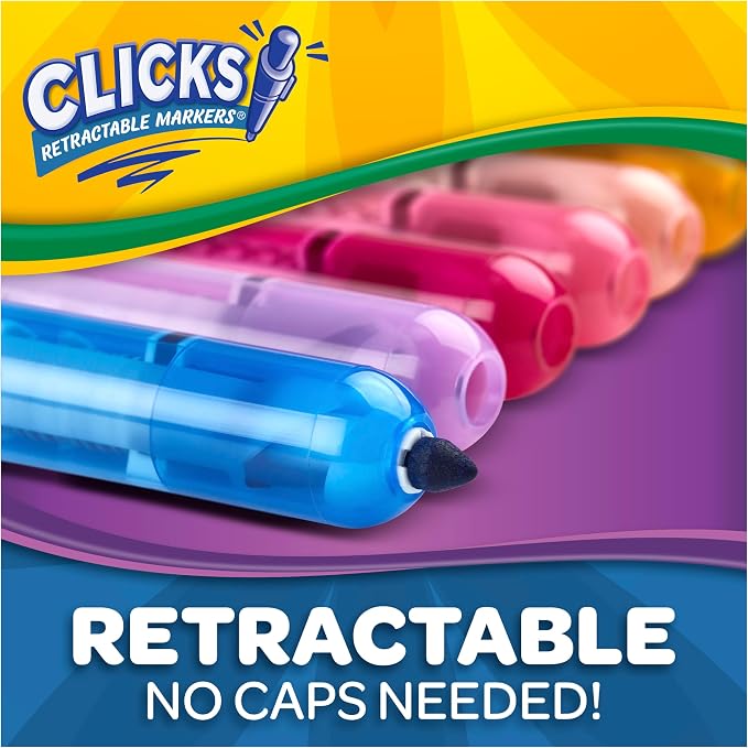 Crayola Clicks Retractable Markers Bold, Teacher Classroom School Supplies - Image 7