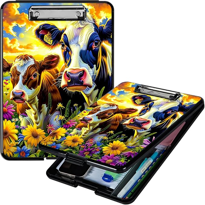 Purple Flower Cow A4 Clipboard by Unknown