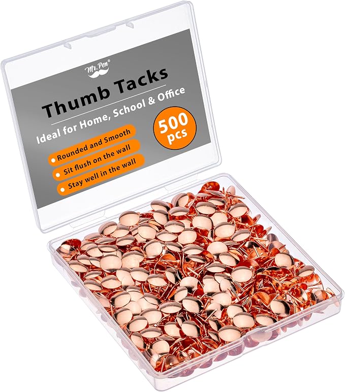 Mr. Pen- Thumb Tack, 500 Pack, Rose Gold, Flat Push Pins Bulk | Metal Roundness by MrPen