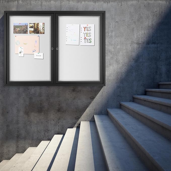 INNOVART Enclosed Bulletin Board 48”x36”, Lockable Dry Erase Noticeboard - Image 8