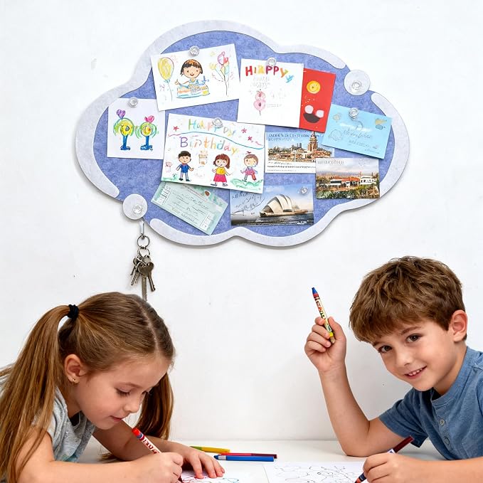 Cute Cloud Felt Board for Wall 24 x 16 Inch, Foldable Vision Board Kit - Image 2