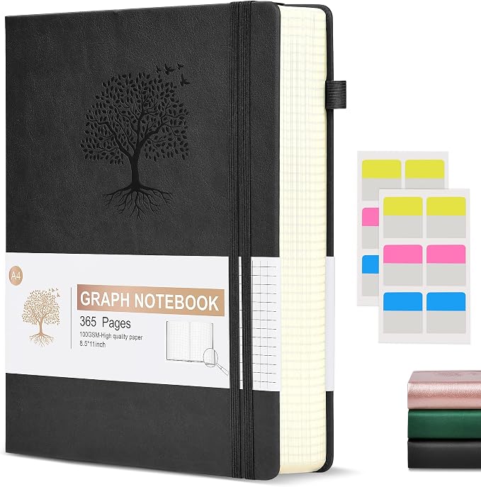 Ansopu Graph Paper Notebook Journal, 360 Numbered Pages Grid Notebooks 8.5 x 11 by Ansopu