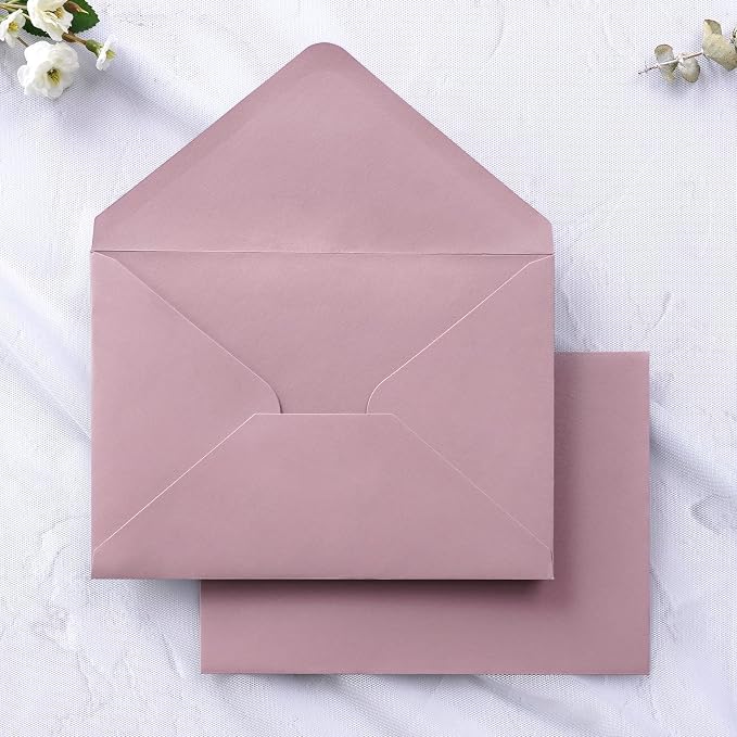 PONATIA 50 PCS/Pack A7 Envelopes, 5.25 x 7.25'' Matte Dusty Rose Envelope by ponatia