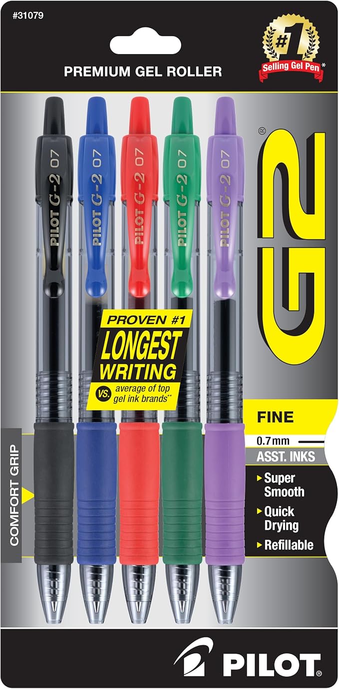 Pilot G2 Pens, Premium Refillable And Retractable Gel Ink Pens Fine Point 0.7mm by PilotCorporationofAmerica