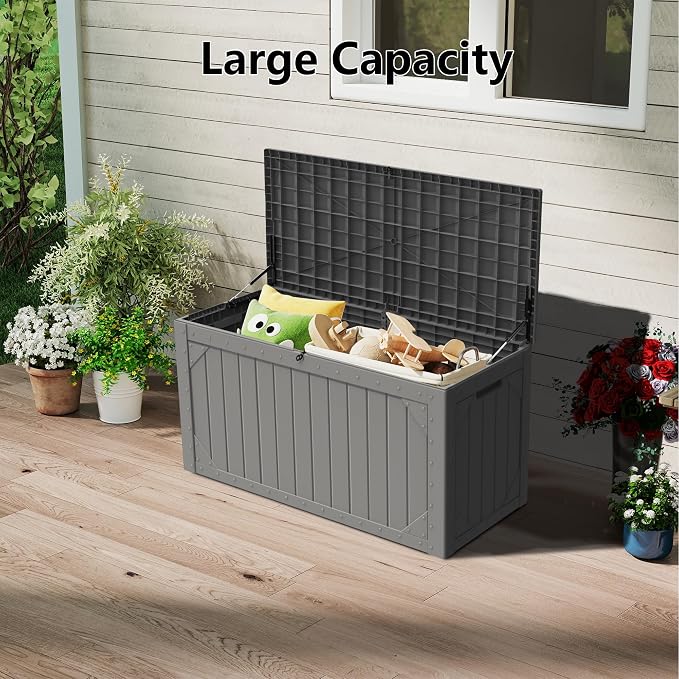 PATIOEASY 100 Gallon Waterproof Large Resin Deck Box，Storage Box - Image 5