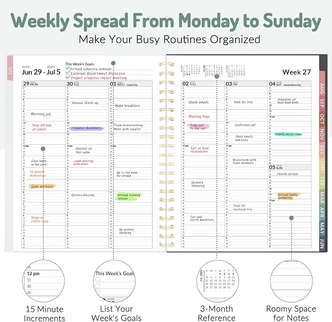 Forvencer Appointment Book Planner 2026-2027, Daily Weekly Monthly Calendar - Image 3