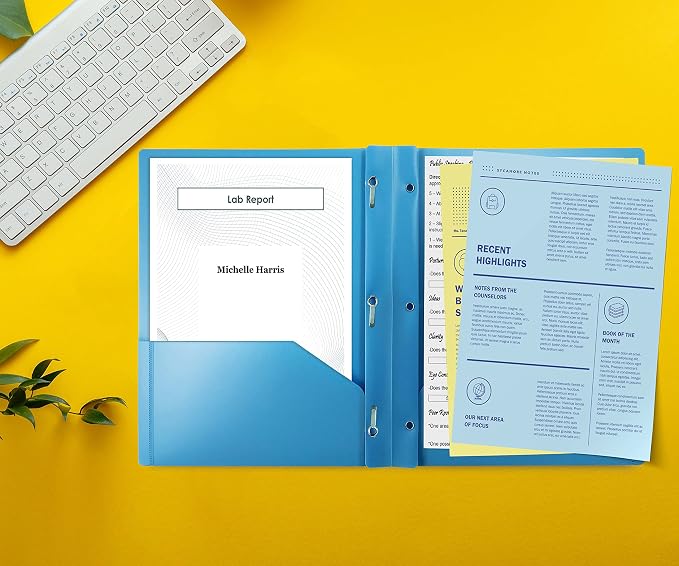 Better Office Products Light Blue Plastic 2 Pocket Folders - Image 4