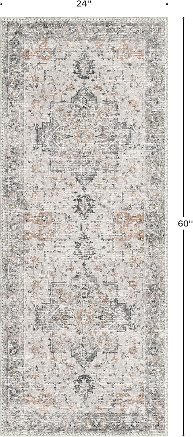 GENIMO Runner Rug 2x5 Non Slip Machine Washable Vintage Hallway Runner Rug - Image 2