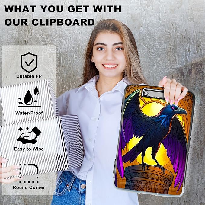 Eagle with Purple Wings A4 Clipboard with Storage Pen Holder, Clipboards - Image 2