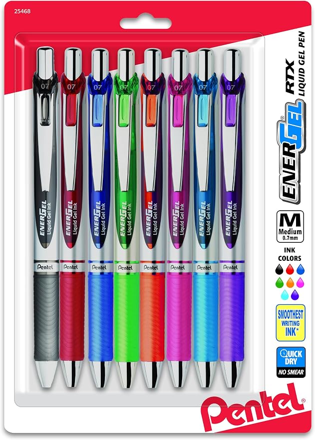Pentel EnerGel RTX Retractable Liquid Gel Pen, Medium Line, Metal Tip by PentelofAmerica