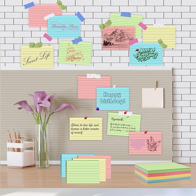 200 Count Colored Index Cards 3x5 Inch Ruled Flashcards Notecards 4 Color - Image 5