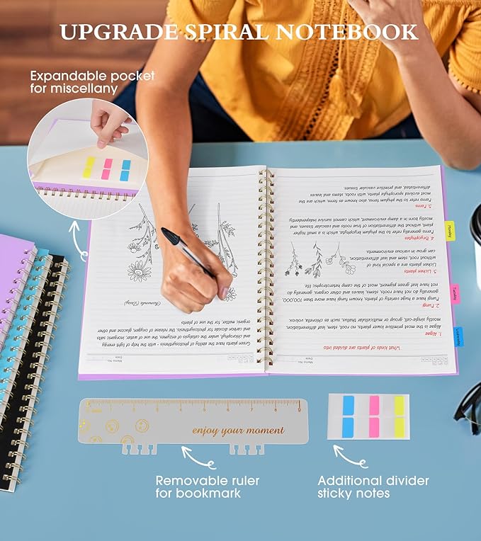 Spiral Notebook Journal 8.5” x 11”, A4 Large Notebooks for Women Men, College Ruled Lined Journal, 100 GSM Paper, Hardcover Spiral Bound Journals for Work School Writing Note Taking Business, Purple-DeskLoop Office