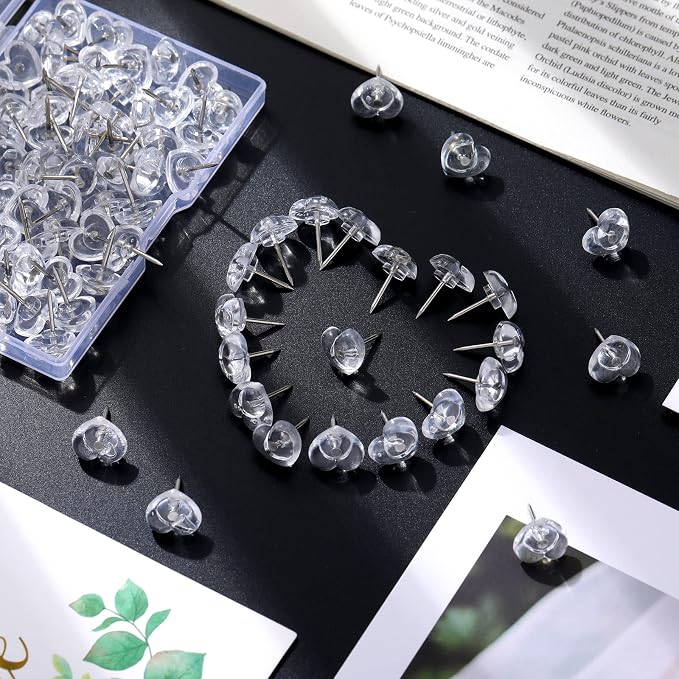 Fainne 200 Pieces Heart Push Pins Clear Thumb Tacks Heart Shaped Push Pins - Image 5