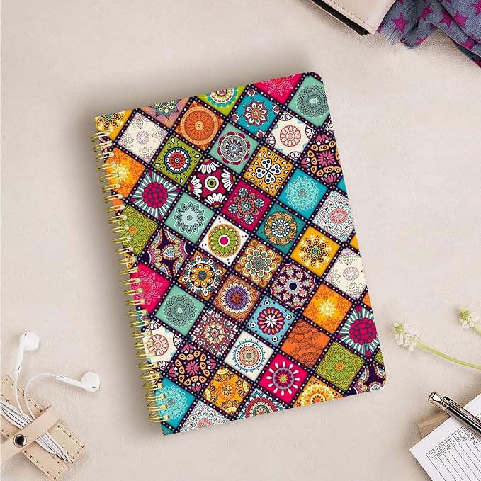 Cute Spiral Notebook journal B5 Aesthetic Pretty Design for Women Girls Kawaii with Pocket, 10 x 7.2 inch, Lined, Art-DeskLoop Office