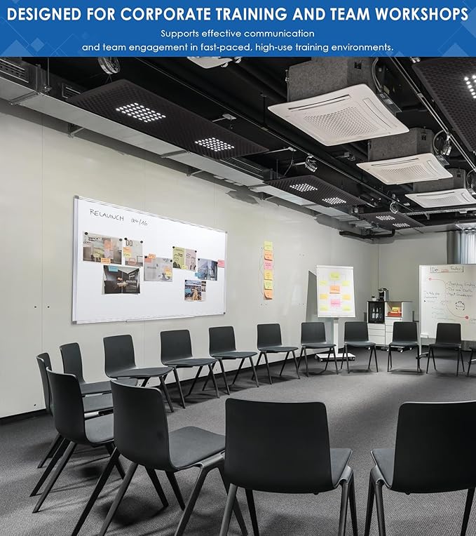 SWANCROWN Large Magnetic White Board, Dry Erase Board 72 x 40 Inches with Thick Aluminum Frame, Large Dry Erase Board for Wall Built-in Magnetic Pen Holder & Long Marker Tray for Conference Room-DeskLoop Office