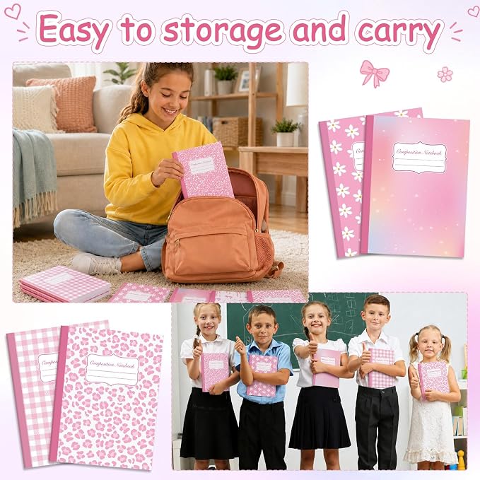 6 Pack Large Composition Notebooks Bulk 9.8 × 7.5 in Wide Ruled Hard Cover - Image 7