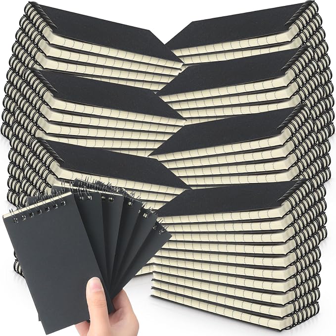 Tenceur 150 Pcs Pocket Notebook Small 3x5 Inch Black Spiral Notepads Mini Top by Tenceur