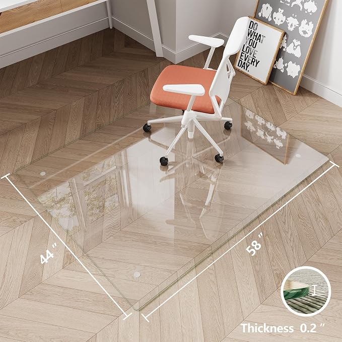 Koonmi Chair Mat for Carpet, Tempered Glass 44"x58" Office Chair Mat, Glass - Image 5