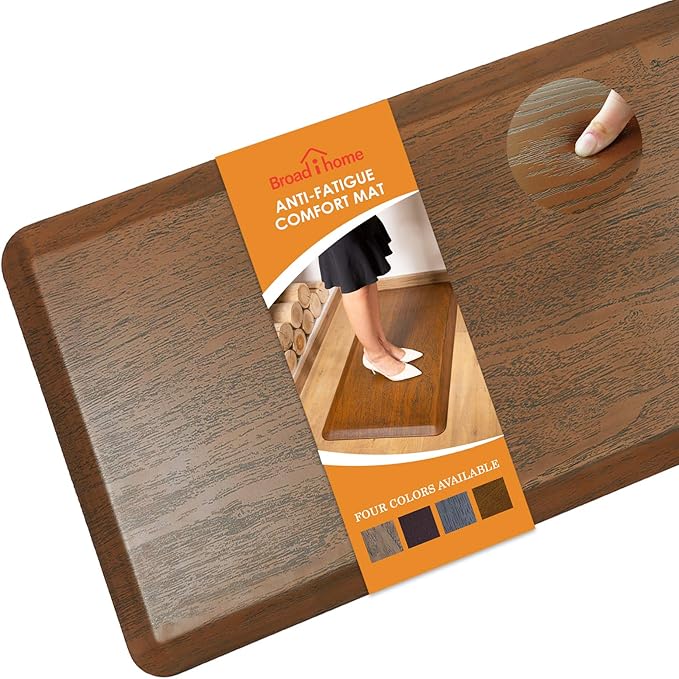 3/4'' Extra Support Anti Fatigue Comfort Mat for Standing Desks, Waterproof Kitchen Floor Mat, Non-Slip Standing Kitchen Mat for Offices, Home, Garages (Caramel Wood Grain, 20''x39'')-DeskLoop Office