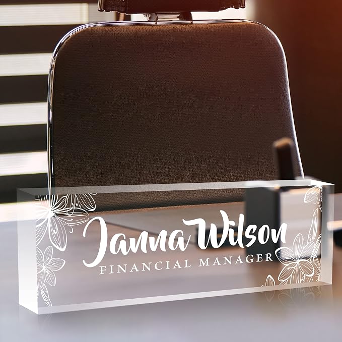 Personalized Desk Name Plate, Custom Acrylic Glass Name Plates - Image 5