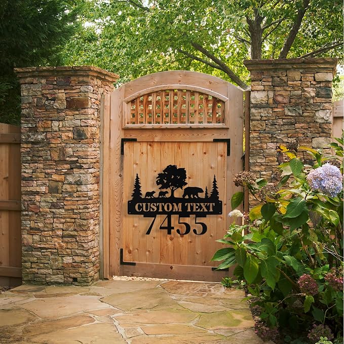 Custom Bear Metal House Number Sign Outside, Personalized Metal Address Signs - Image 5
