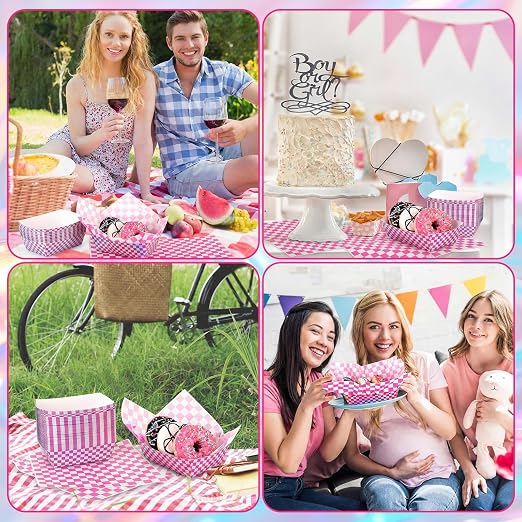 Geosar 100 Pcs Gingham Party Supply Disposable Paper Food Tray Bulk Disposable - Image 8