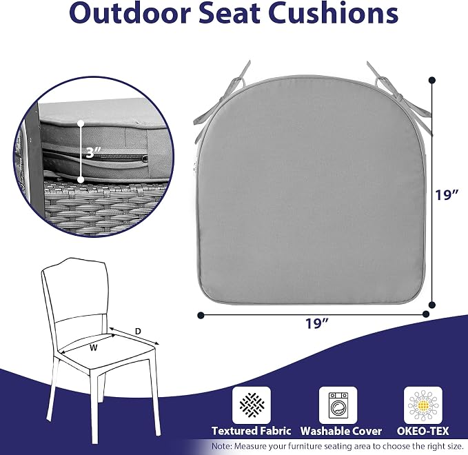 IPYNBAP Outdoor Chair Cushions Set of 4 -Waterproof Outdoor Seat Cushions - Image 6