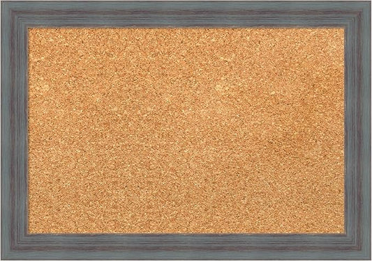 Amanti Art Natural Cork Board for Wall, 14x20 Vision Board with Blue Wood Frame, Small Corkboard Office Decor for Home Organization, Country Rustic Corkboard Pinboard to Display Items for Home-DeskLoop Office
