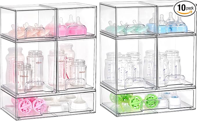 Vtopmart 10 Pack Baby Bottle Organizer Set, Stackable Storage Drawers Ideal by Vtopmart