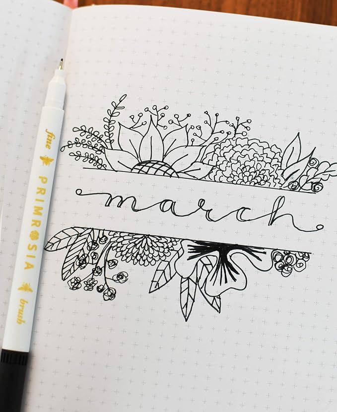 Primrosia 60 Dual Tip Marker Pens, Fineliner and Watercolor Brush Pens for Art Sketching Illustration Calligraphy Permanent Highlighter Bullet Journal Drawing Coloring-DeskLoop Office