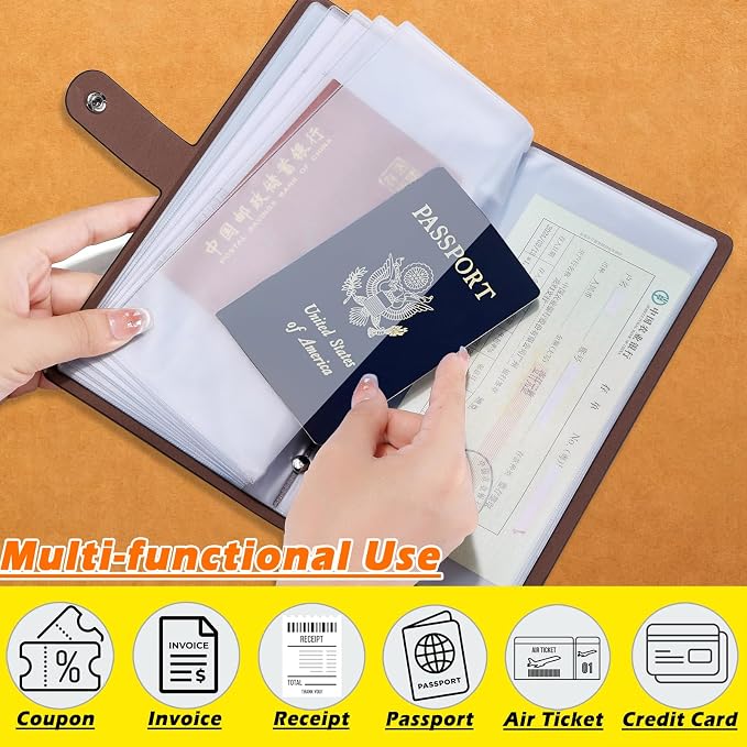 Leather Coupon & Receipt Organizer, Portable Receipt Holder - Image 5