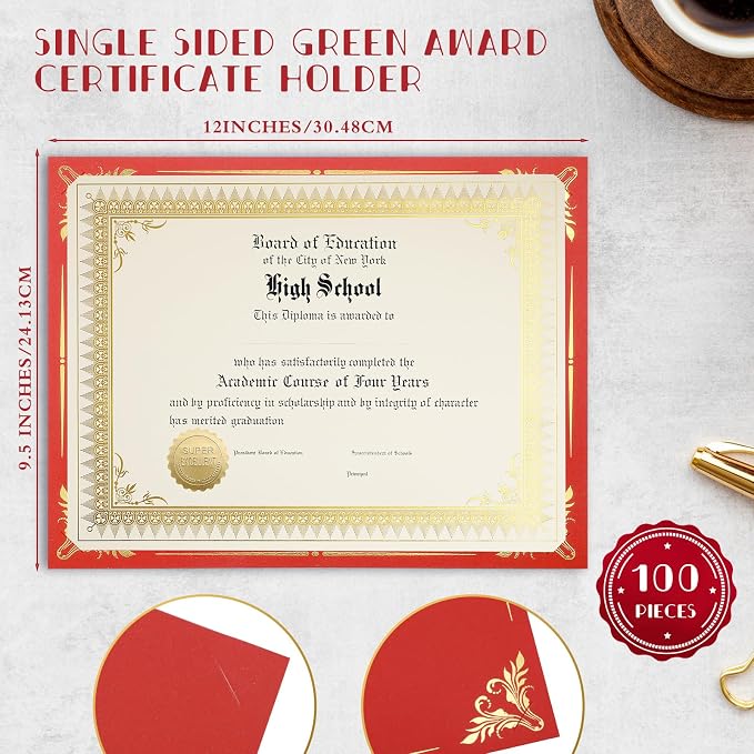 Fainne 100 Sets Certificate Paper Kit Single Sided Awards Holder - Image 2