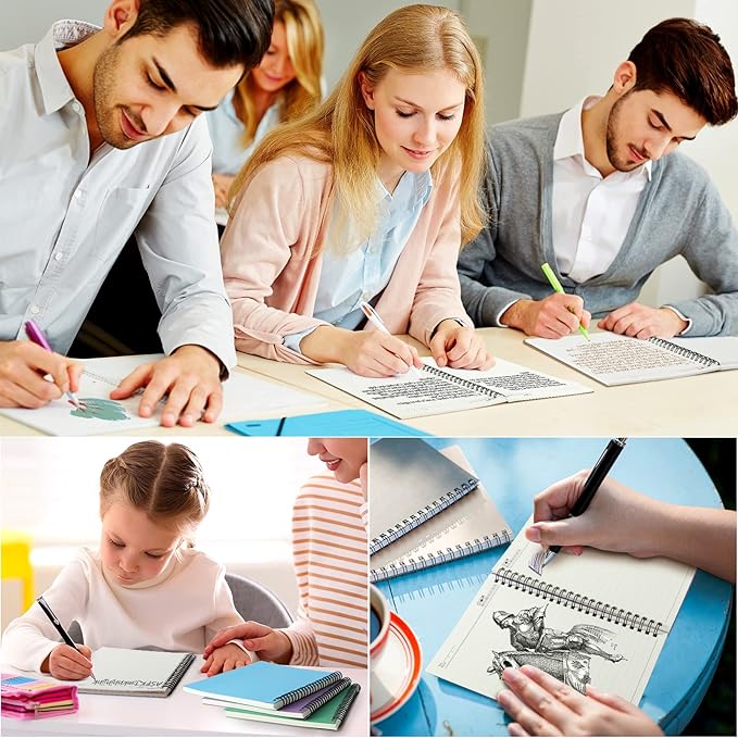 12 Pack Small Spiral Notebook A5 Lined College Ruled Spiral Journal Notebook 5.5 x 8.3 Inch Kraft Cover, 120 Pages for Work Students Office Business(Multi Colors)-DeskLoop Office