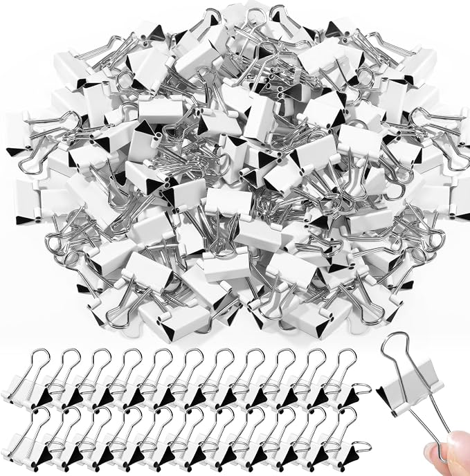 Jetec 300 Pcs 0.75in/19mm White Metal Material Binder Clips Bulk Medium by Jetec