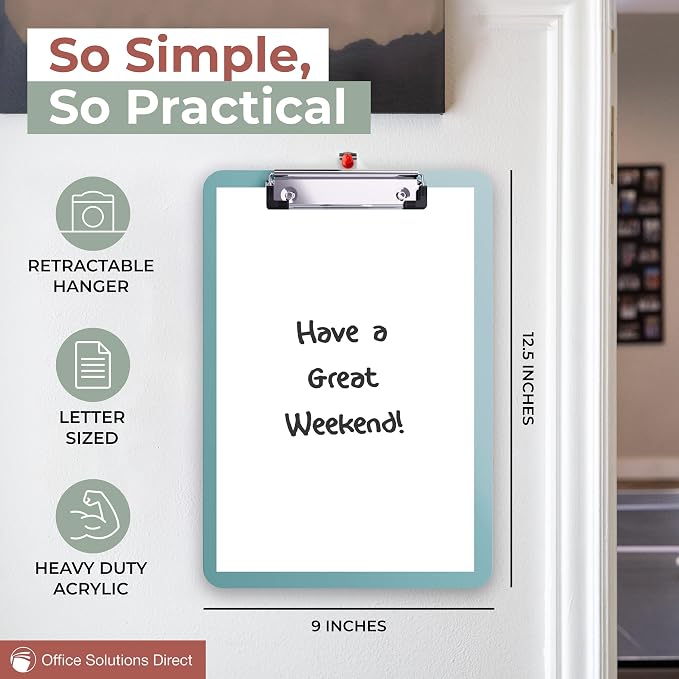 Clipboards – Set of 6 Plastic Clip Boards 8.5x11 Bulk | Colored Acrylic - Image 3