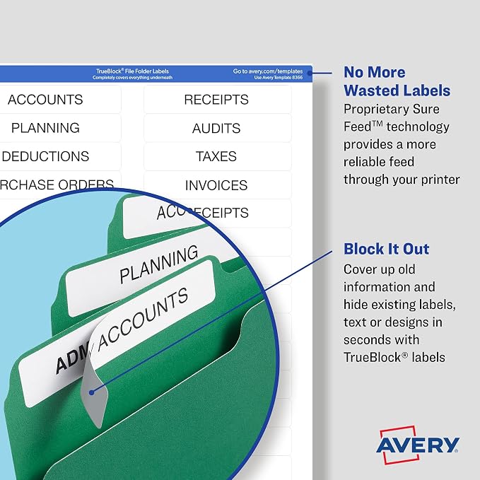 Avery File Folder Labels with TrueBlock Technology, Permanent Adhesive - Image 4