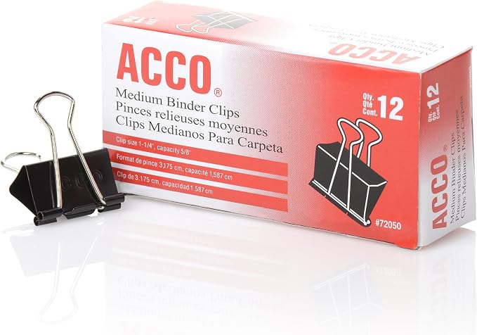 ACCO Binder Clips, 12 per Box, 2 Boxes - Image 4
