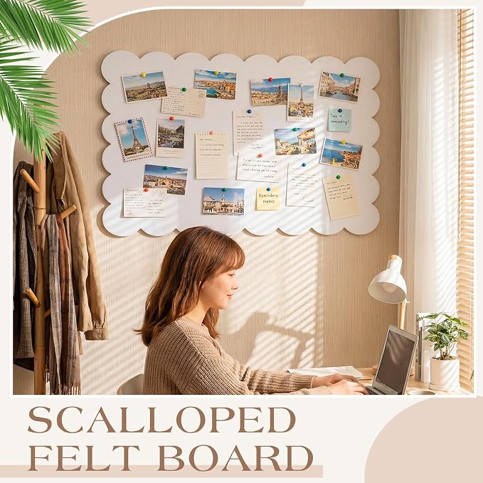 Mooliwe Scalloped Felt Bulletin Board Foldable Pin Cork Board Alternative - Image 5
