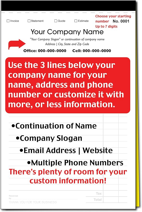 CH Printco Custom Sales, Personalized Multipurpose Duplicate Carbonless Form - Image 5