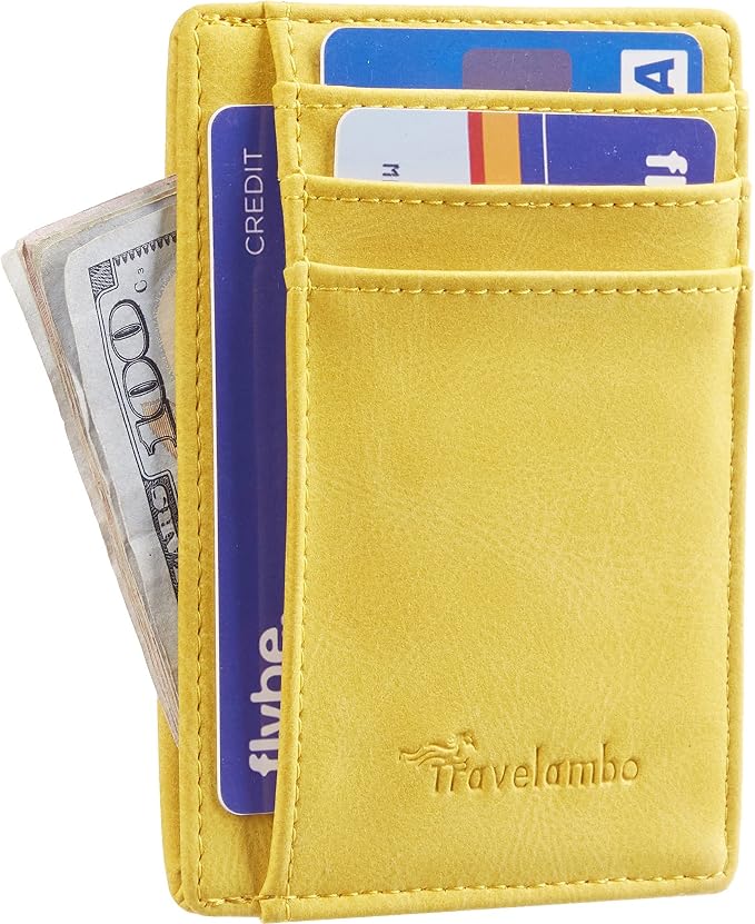 Travelambo Slim Wallet Front Pocket Minimalist Leather RFID Blocking Medium Size - Image 2