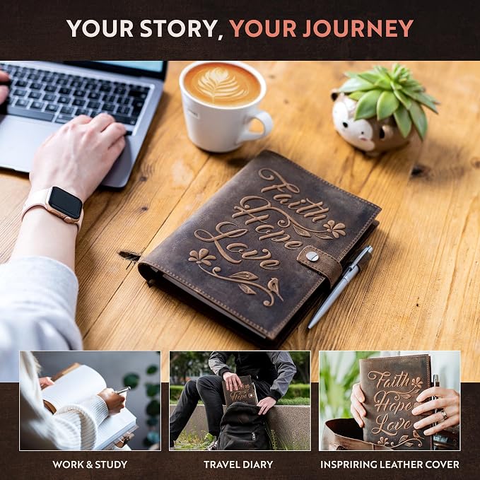 moonster Leather Journal Refillable Notebook – Vintage Handmade Leather Bound - Image 5