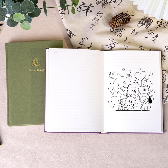 CAGIE Lined Journal Notebook for Women Men, A5 Hardcover Linen Journals For Writing 256 Pages, Aesthetic Womens Diary, Gifts 8.3'' x 5.7'' Olive-DeskLoop Office